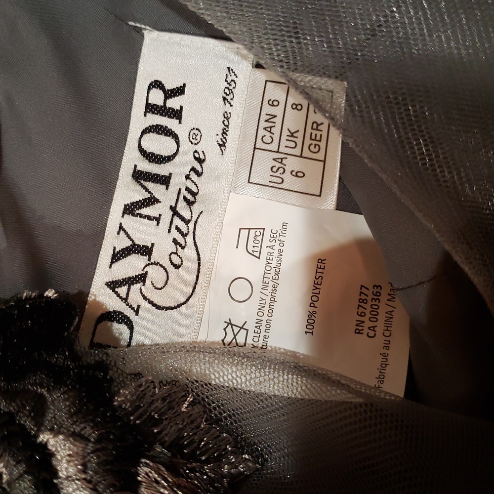 Daymor Couture NEW Nickel Gray Embroidered Peplum Skirt Maxi Dress Size 6 #858 - Picture 10 of 10